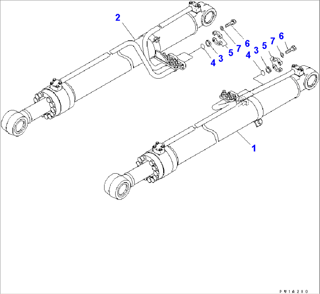 BOOM CYLINDER (BLIND PARTS) (FOR COMPONENT) (YELLOW)(#20001-)