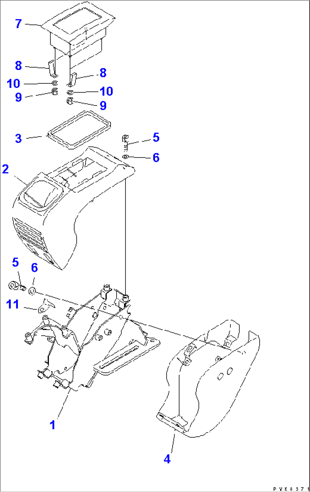 FLOOR FRAME (CONSOLE BOX AND LEVER¤ R.H. 1/2) (FOR TOPS)