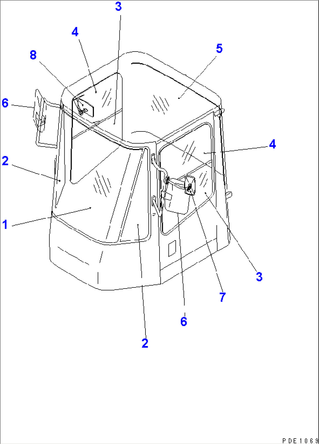 GLASS AND REAR VIEW MIRROR (WITH CAB)(#60001-)