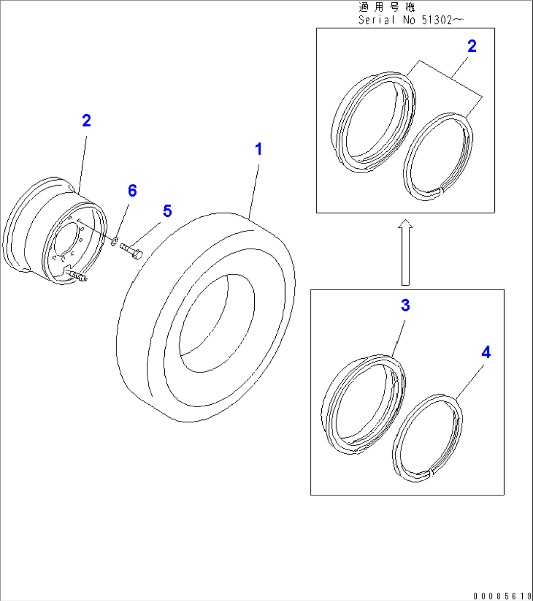 RIM AND TIRE (17.5-25-12PR)