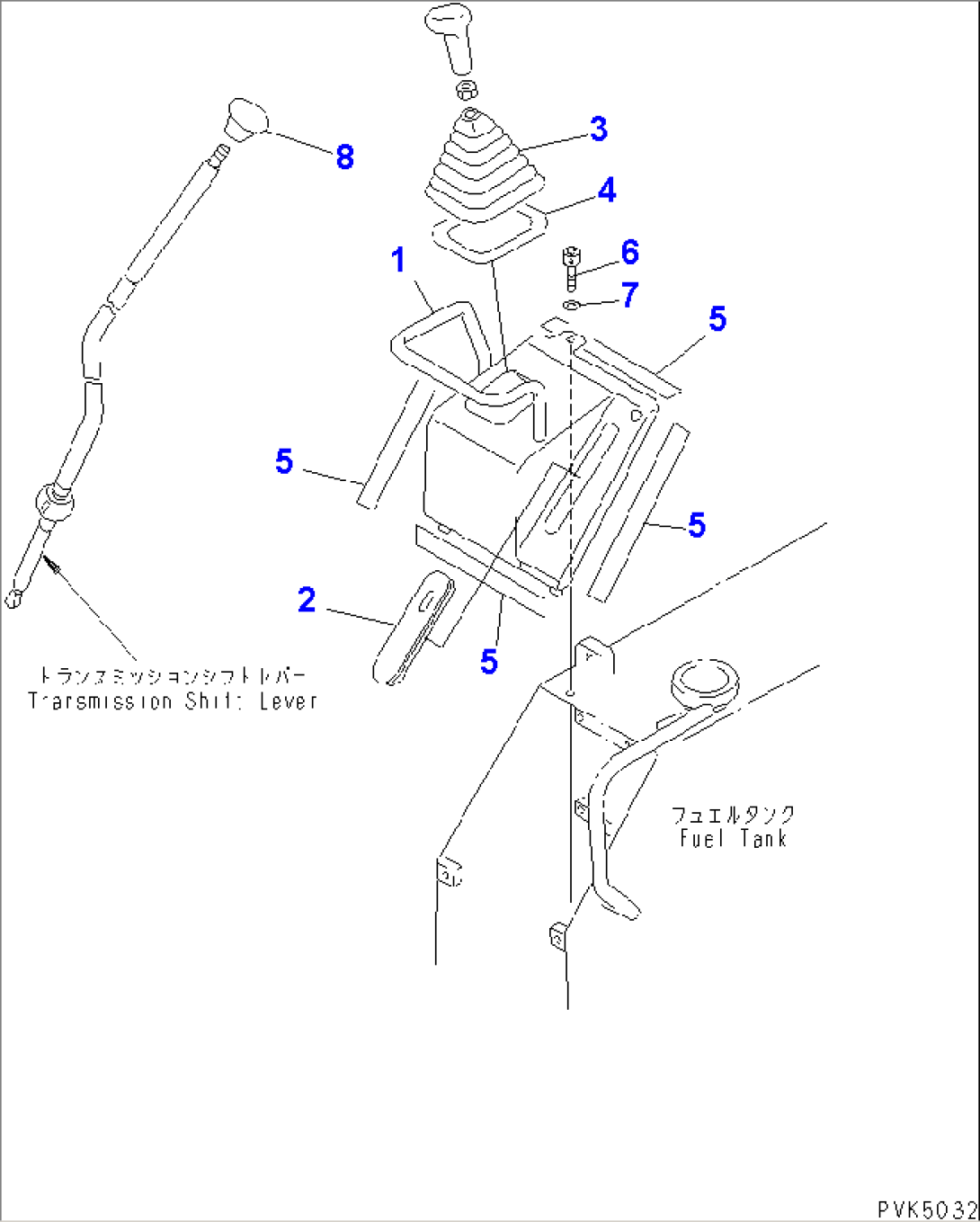 FUEL GUIDE AND TRANSMISSION KNOB (D20) (FOR STEEL CAB)