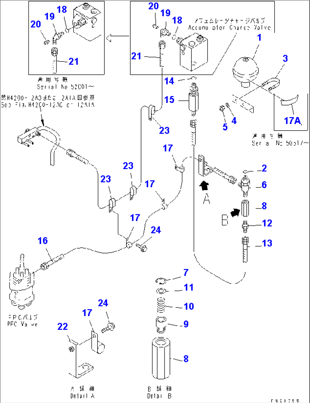 HYDRAULIC LINE (P.P.C. VALVE PILOT AND CHARGE VALVE DRAIN)