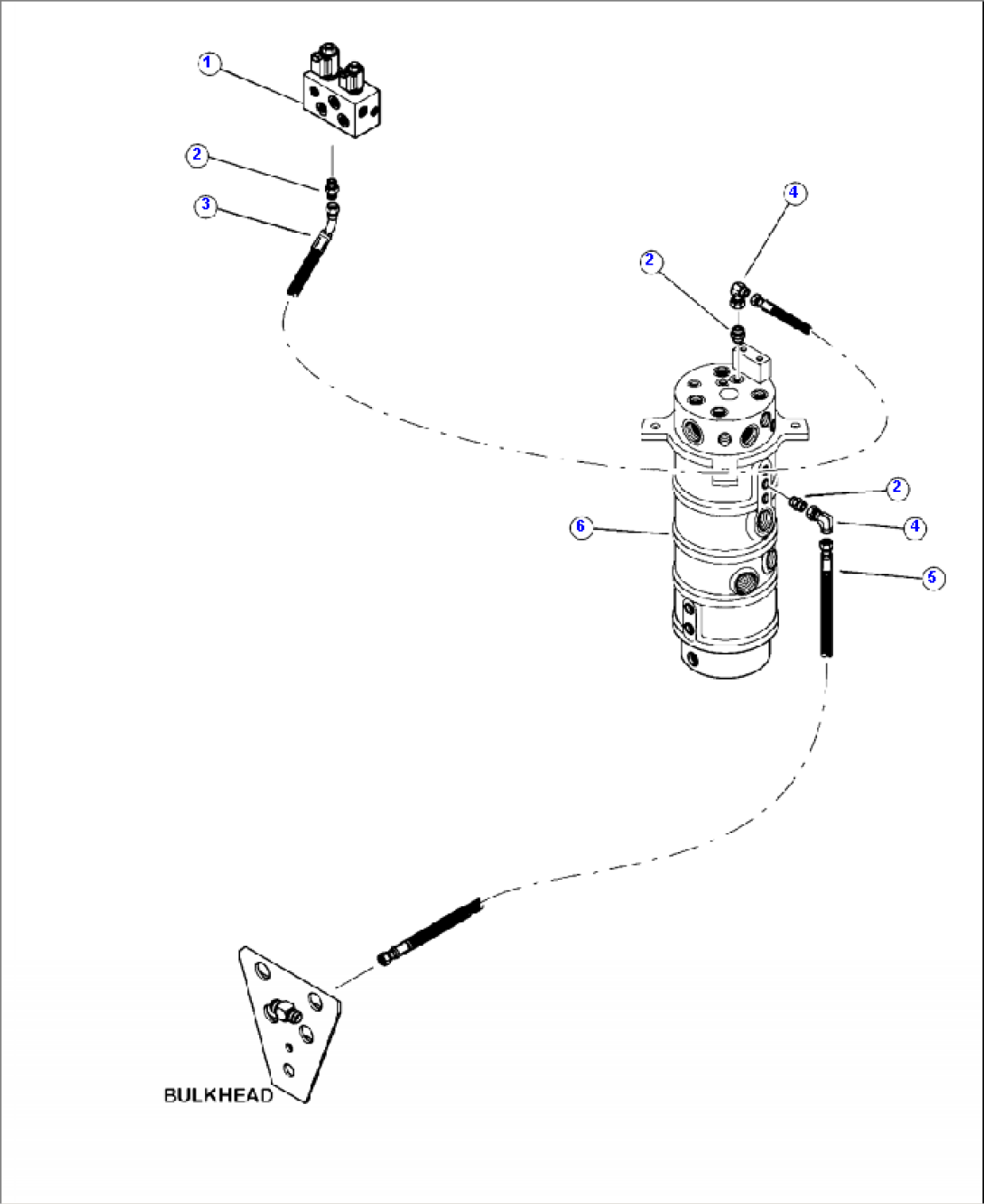 P1001-01A0 TRACK DRIVE PIPING BULKHEAD TO ROTARY MANIFOLD TO PILOT PRESSURE MANIFOLD