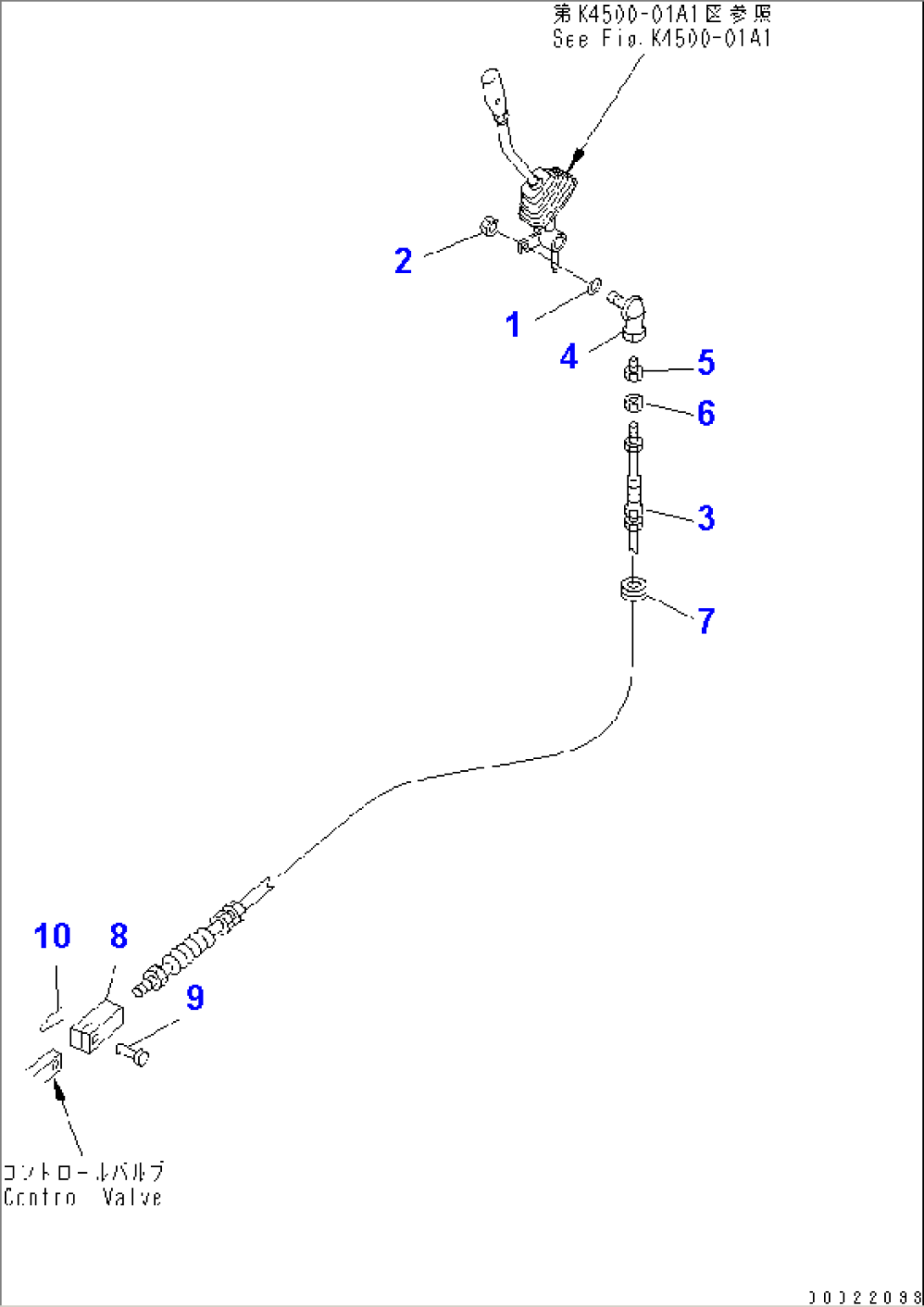 LOADER CONTROL (FRONT ATTACHMENT CONTROL LEVER MOUNTING PARTS AND CABLE) (WITH 3-SPOOL VALVE)(#12001-)