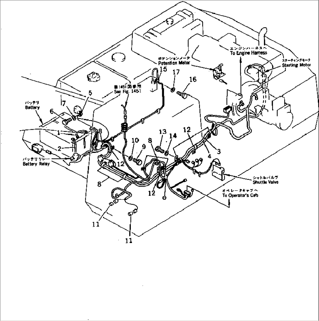 ELECTRICAL SYSTEM (WIRING) (1/4) (WITHOUT AUTO DECELERATION¤SWING MECHANICAL BRAKE) (WITH 2-STAGE)(#12001-13206)