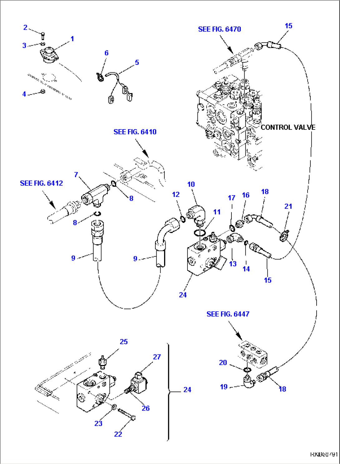 HYDRAULIC PIPING (HAMMER LINE) (WITH SIDE DIGGING BOOM AND TELESCOPIC ARM) (1/3)