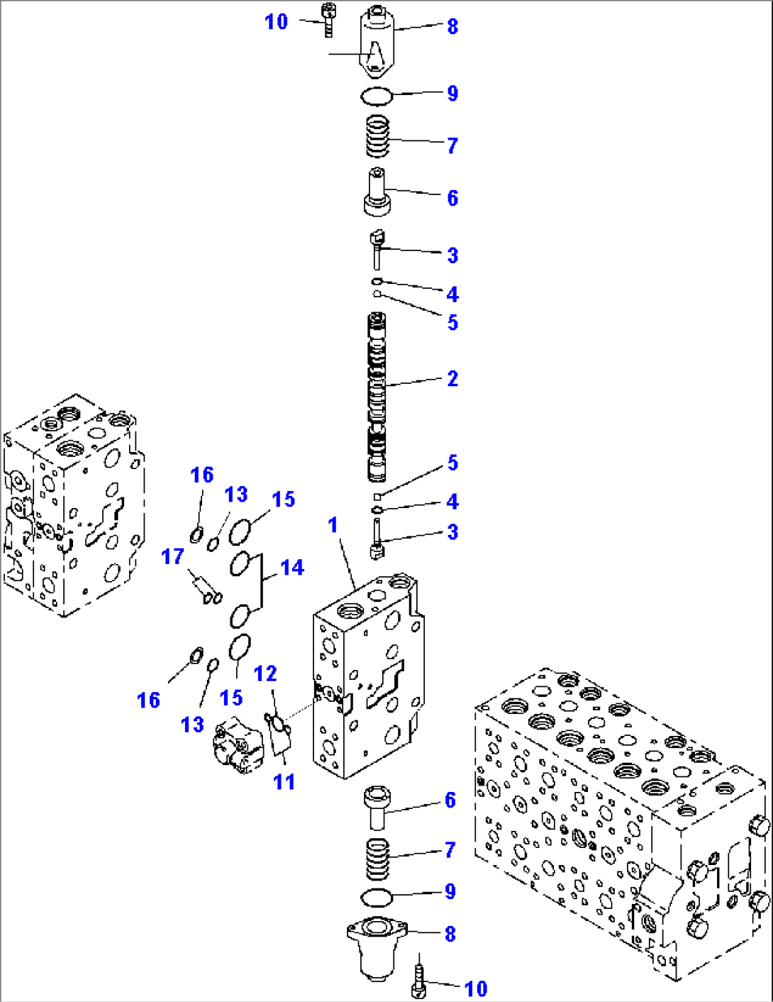 Main Control Valve, for Machine with 1-Additional Actuator Circuit (16/31)