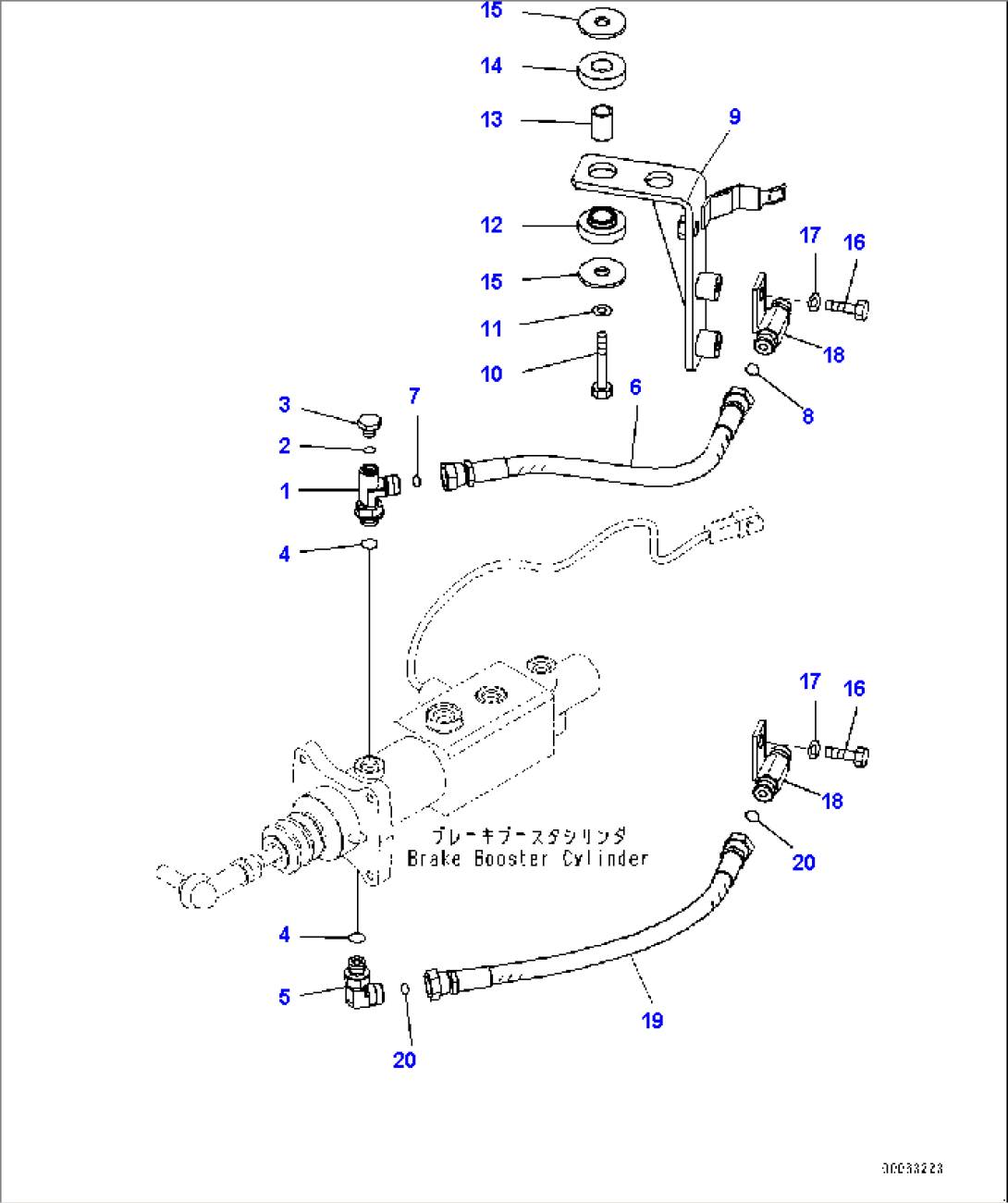 ROPS Canopy and Floor Frame Group, Inching Brake Piping (#75750-)