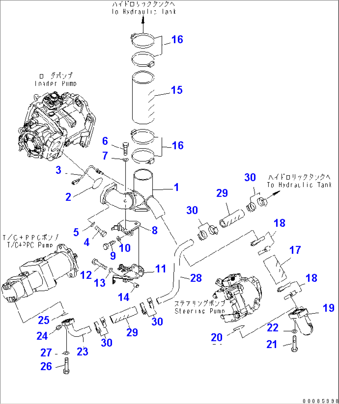 HYDRAULIC PIPING (SUCTION LINE) (FOR BRAKE COOLING SYSTEM)(#55001-)