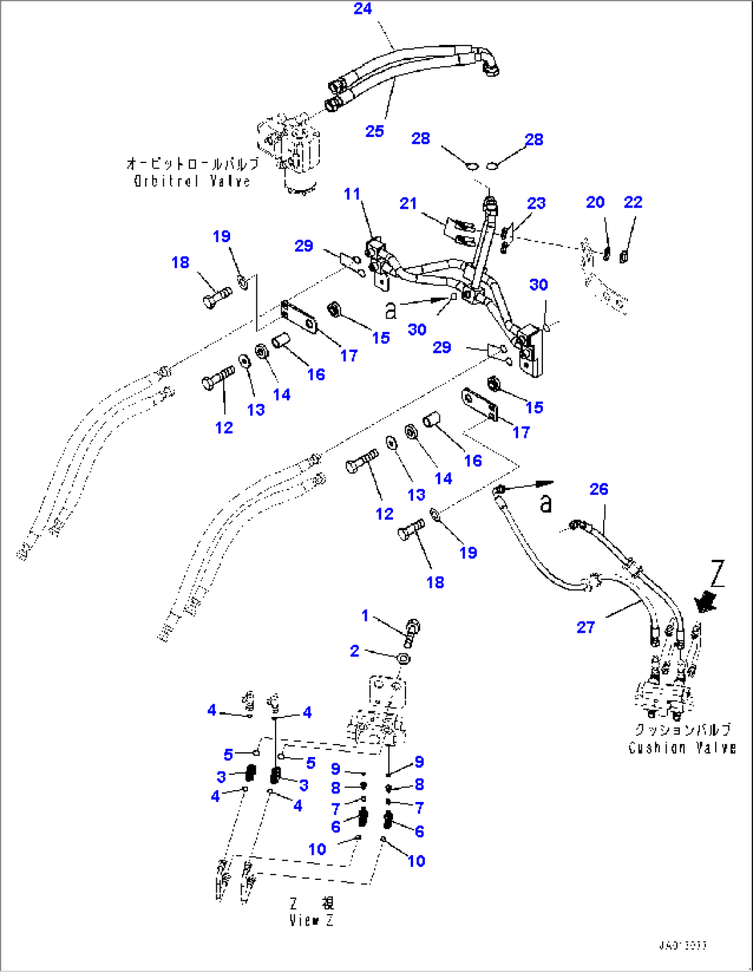 Steering Hydraulic Piping, Cushion Valve Mounting (#80001-)