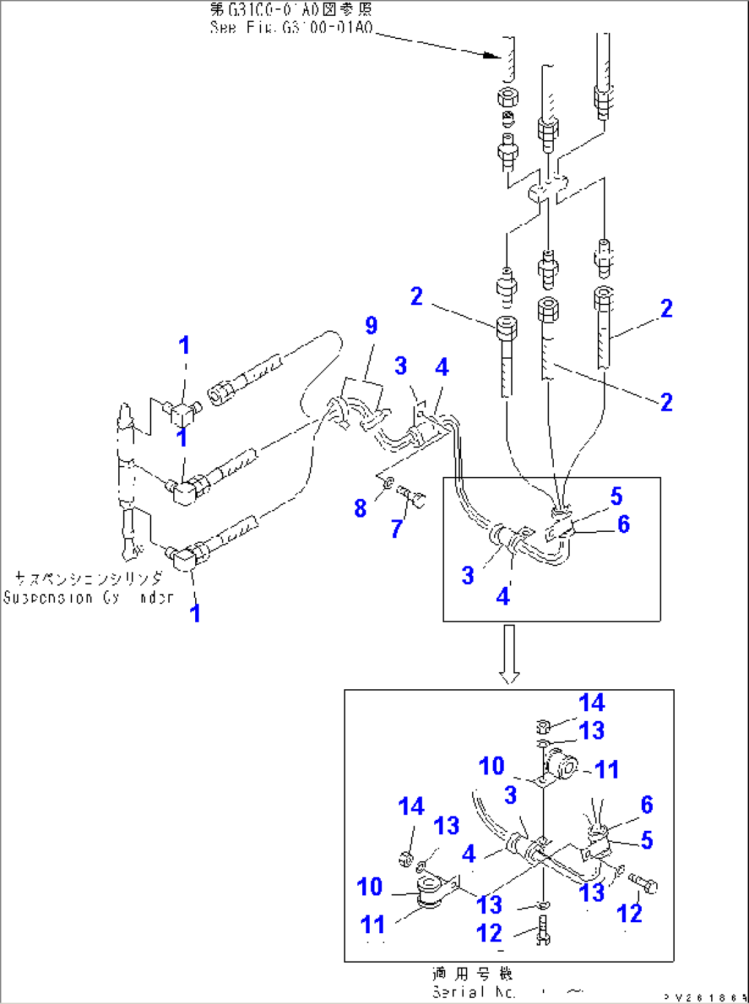 FRONT AXLE (RIGHT HAND) (HOSE) (AUTO SUSPENSION)(#1053-)