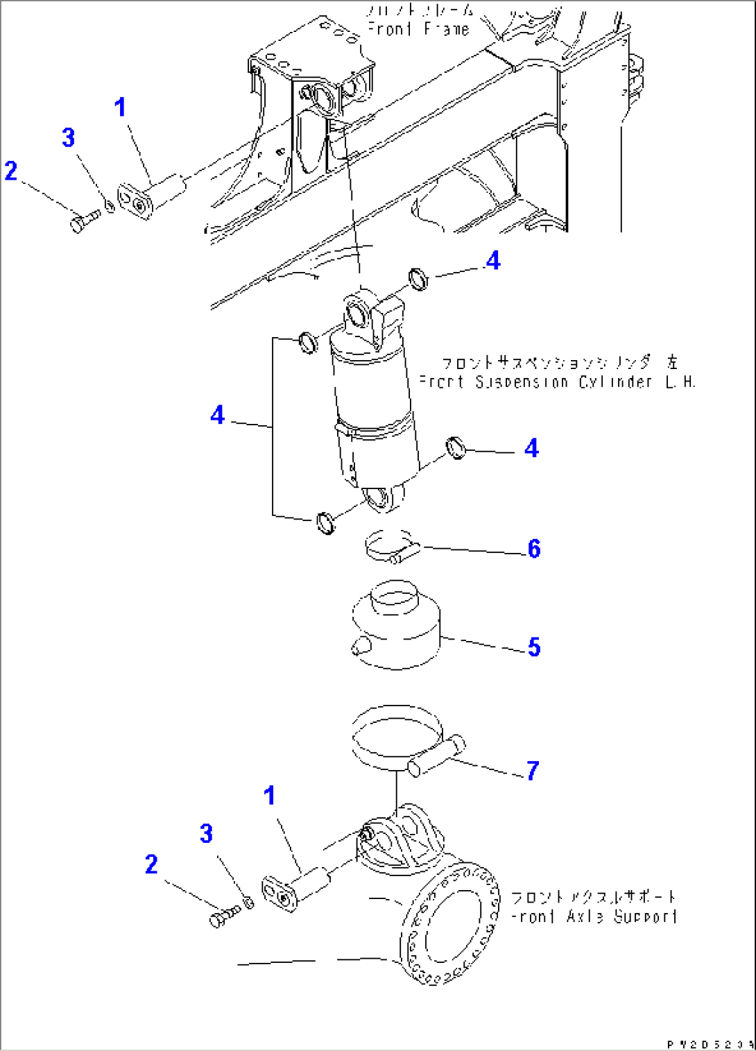 FRONT SUSPENSION CYLINDER (L.H.) (MOUNTING PARTS)(#2001-)