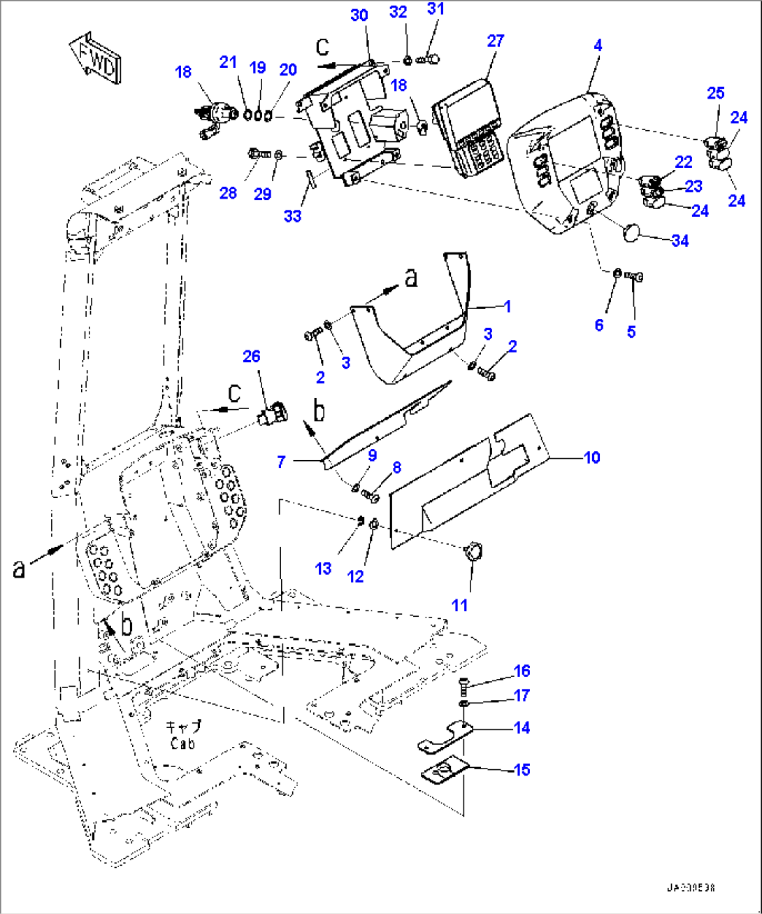 Cab, Dashboard, Monitor Panel and Switch (#30001-)