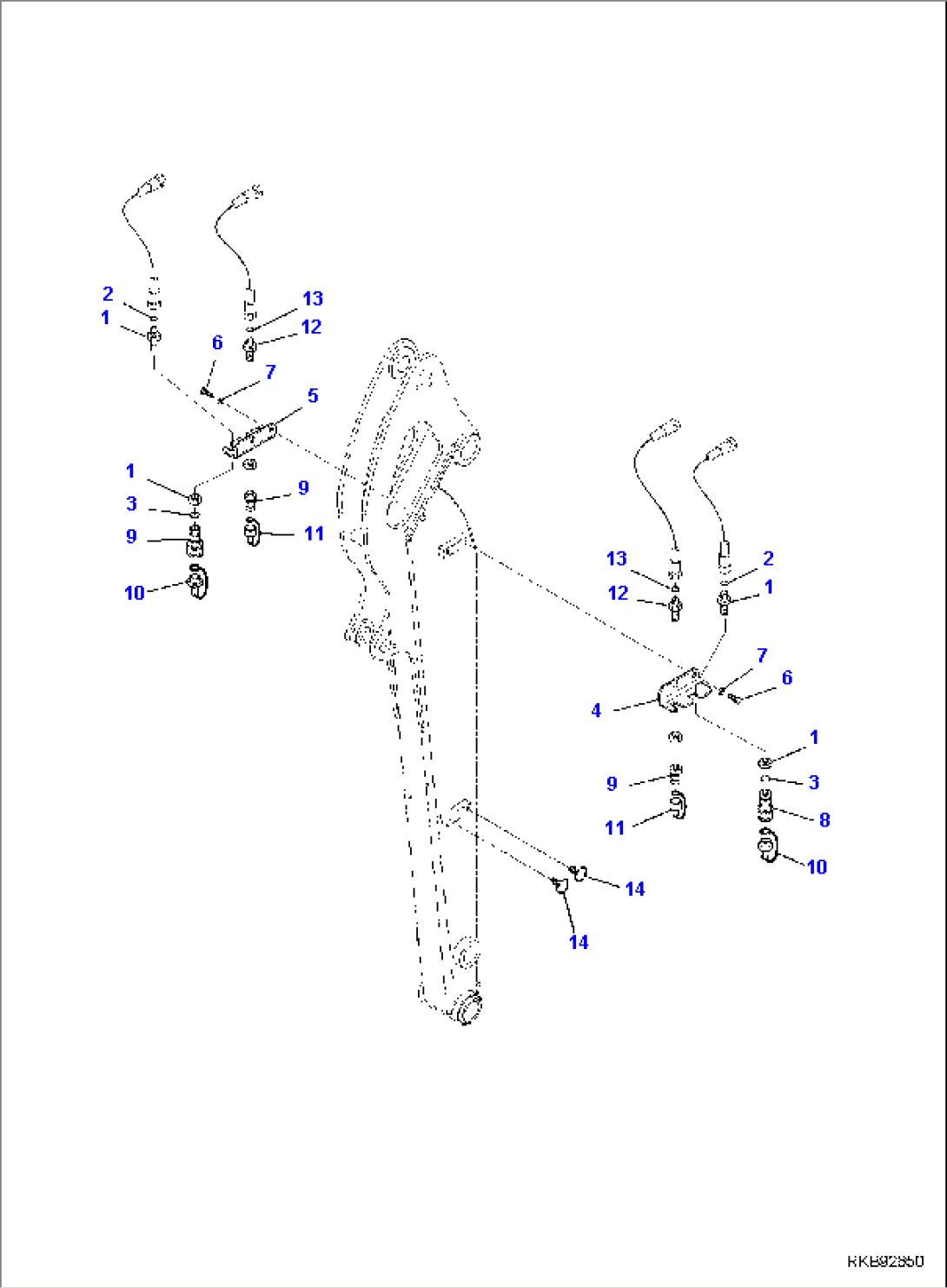ARM, 1240MM, 2-ATTACHMENT, ADDITIONAL PIPING