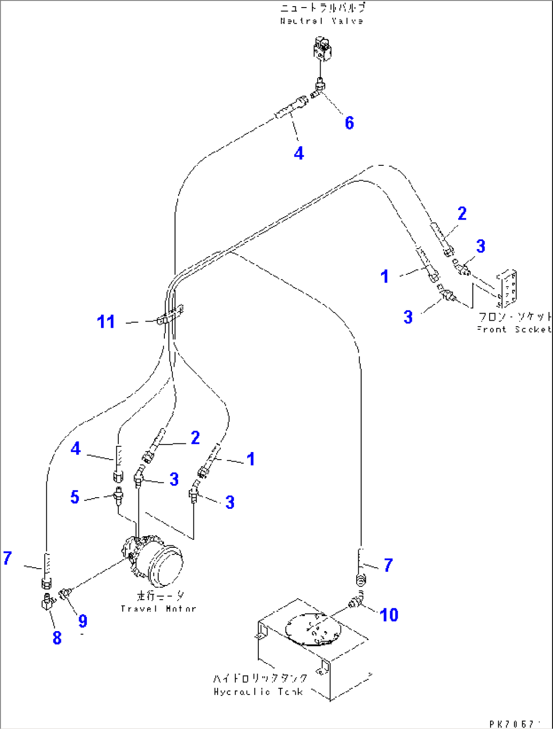 HYDRAULIC PIPING (TRAVEL MOTOR LINE)