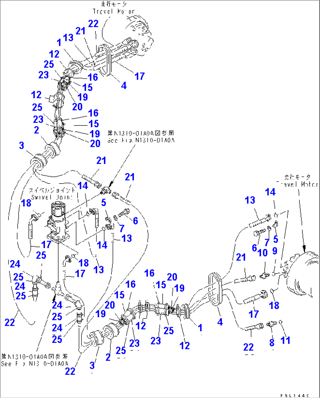 TRAVEL PIPING (FOR VARIABLE GAUGE)(#12144-)