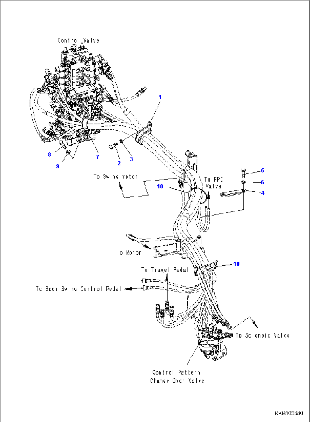 PROPORTIONAL PRESSURE CONTROL (PPC) VALVE PIPING, MOUNTING (3/3), 2-PIECE BOOM