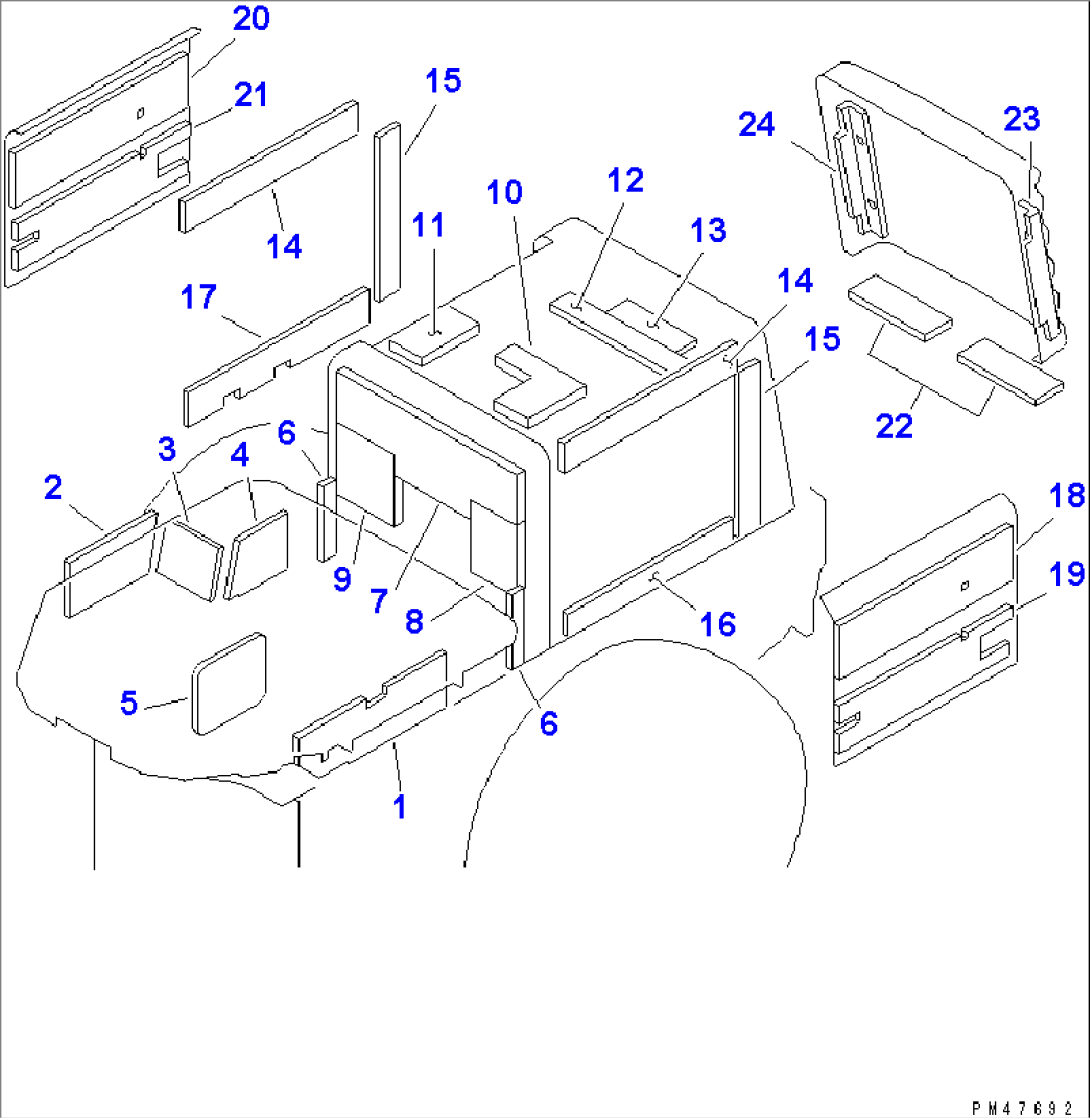 NOISE ABATEMENT PARTS (FOR FLOOR FRAME AND ENGINE HOOD)(#60001-)
