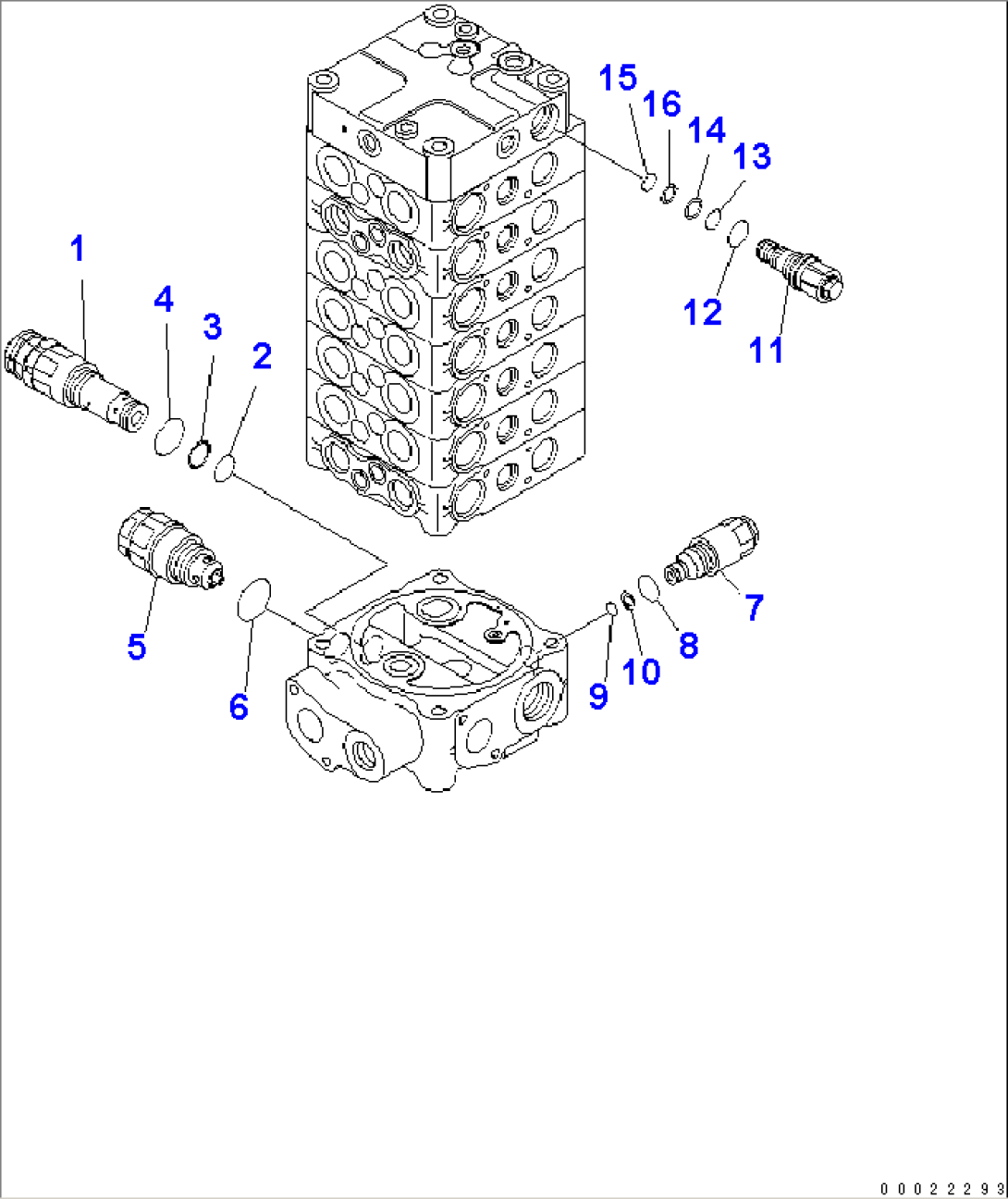 MAIN VALVE (7-SPOOL) (6/9) (FOR 1-PIECE BOOM)