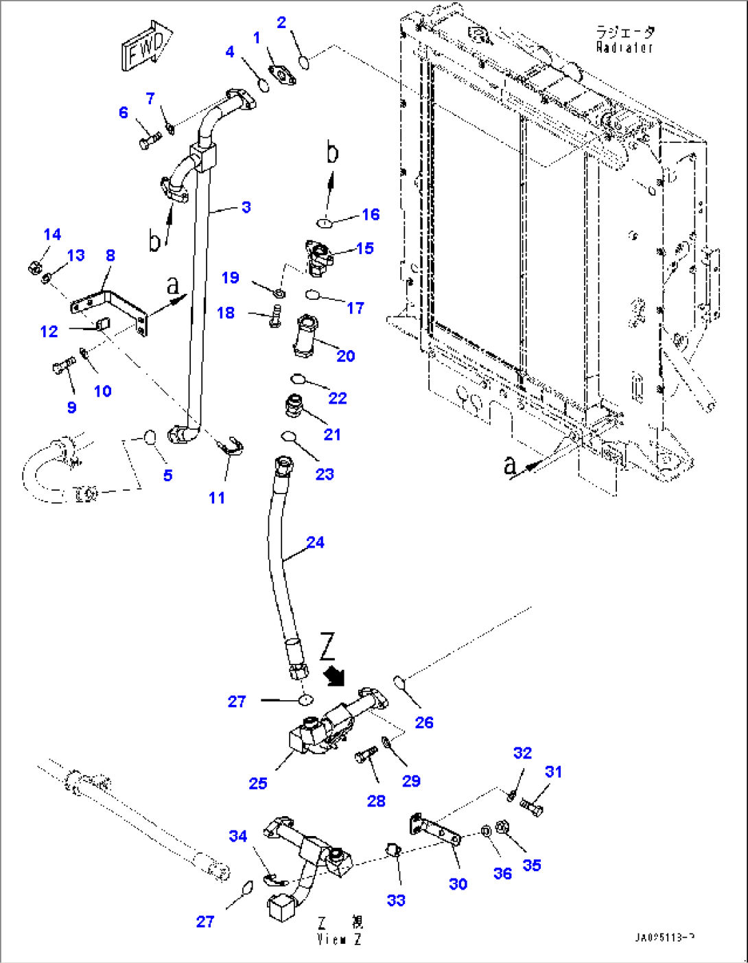 Transmission Cooling Piping, Oil Cooler Piping (#1001-)