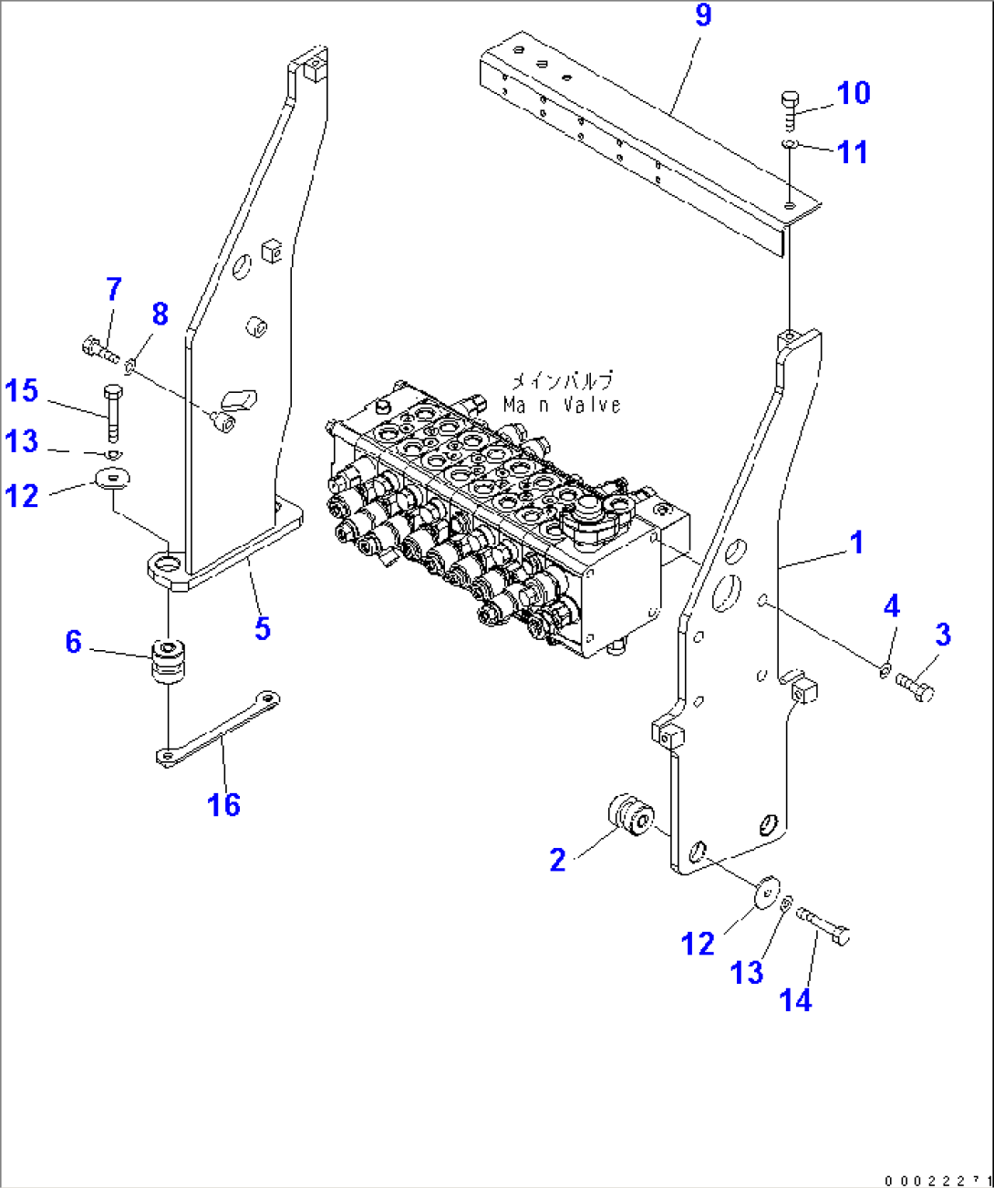 MAIN VALVE AND MOUNTING PARTS (FOR 2-PIECE BOOM) (FOR 1-PIECE BOOM WITH 2 ATT.)