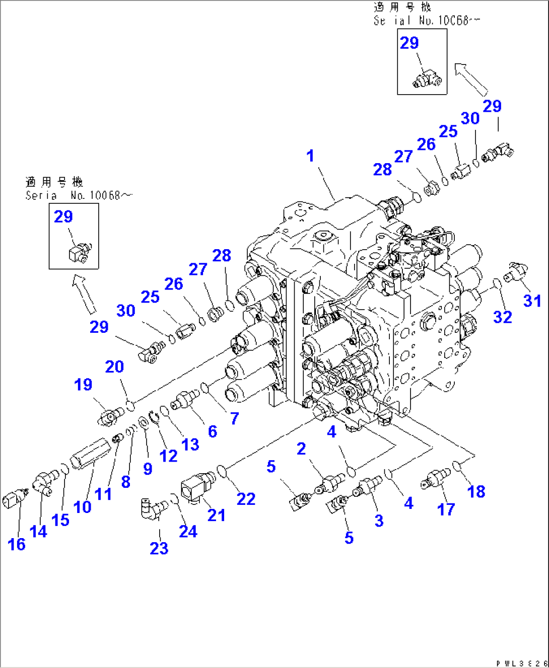 MAIN VALVE (1 ACTUATOR) (FOR 1 SERVICE VALVE) (1/2)