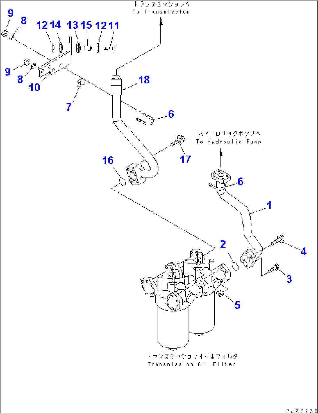 TORQUE CONVERTER AND TRANSMISSION LINE (OIL FILTER PIPING¤ OIL FILTER SIDE)(#50872-52000)