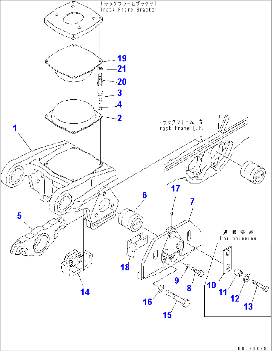 TRACK FRAME (L.H.) (3RD AND 4TH BOGIE) (COLD WEATHER SPEC.) (FOR FULL ROLLER GUARD) (7 ROLLER)