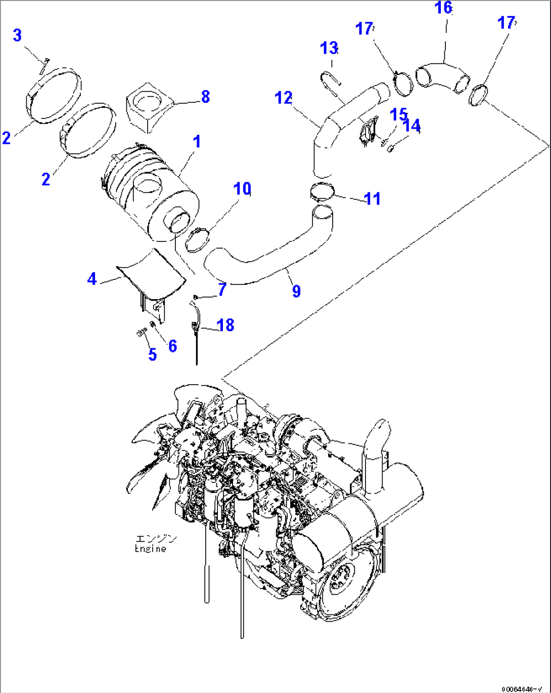 AIR CLEANER CONNECTION (WITH PRECLEANER)(#70001-)