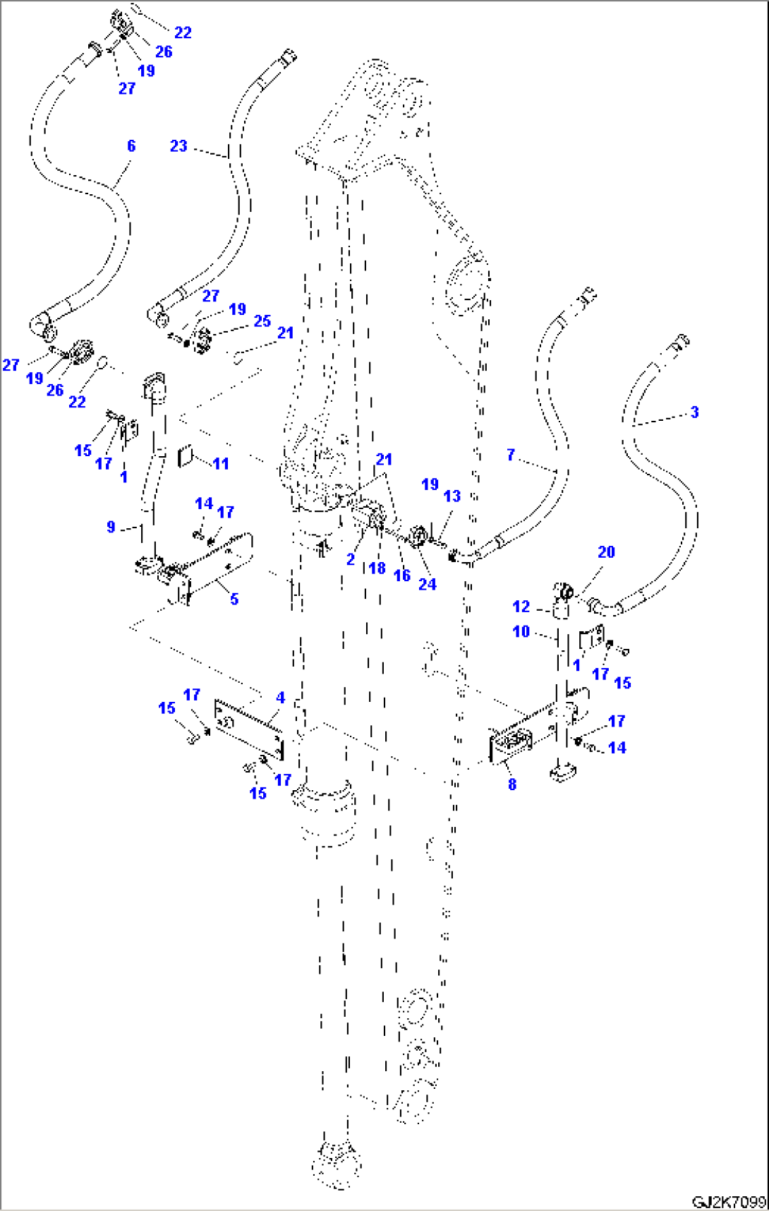 ARM PIPING (2.5M) - ONE ATTACHMENT (W/O BUCKET JUNCTION)