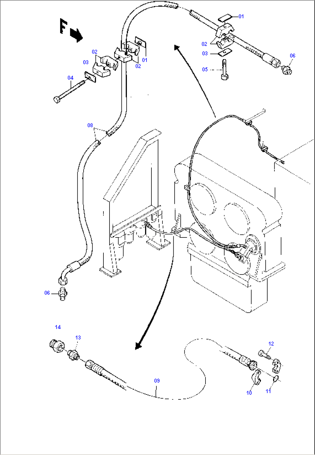 Press.,- + Leakage Line for Measur.,- + Pilot Oil Pump