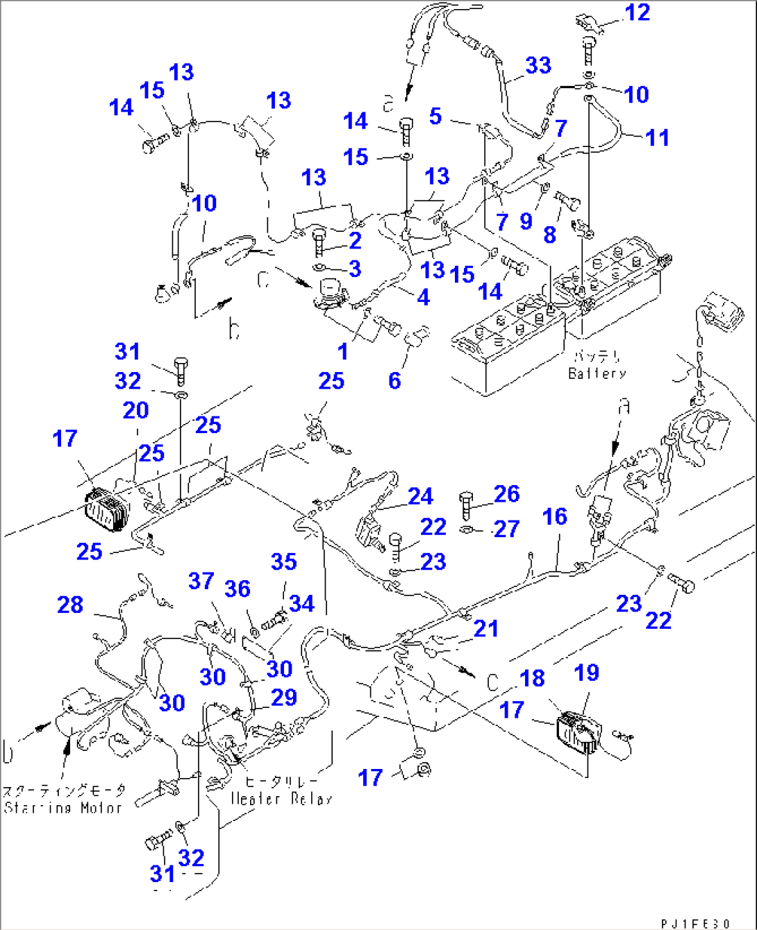 BATTERY CABLE AND RELAY SWITCH (FOR TOWING WINCH AND ROPS AND CAB)(#3890-)