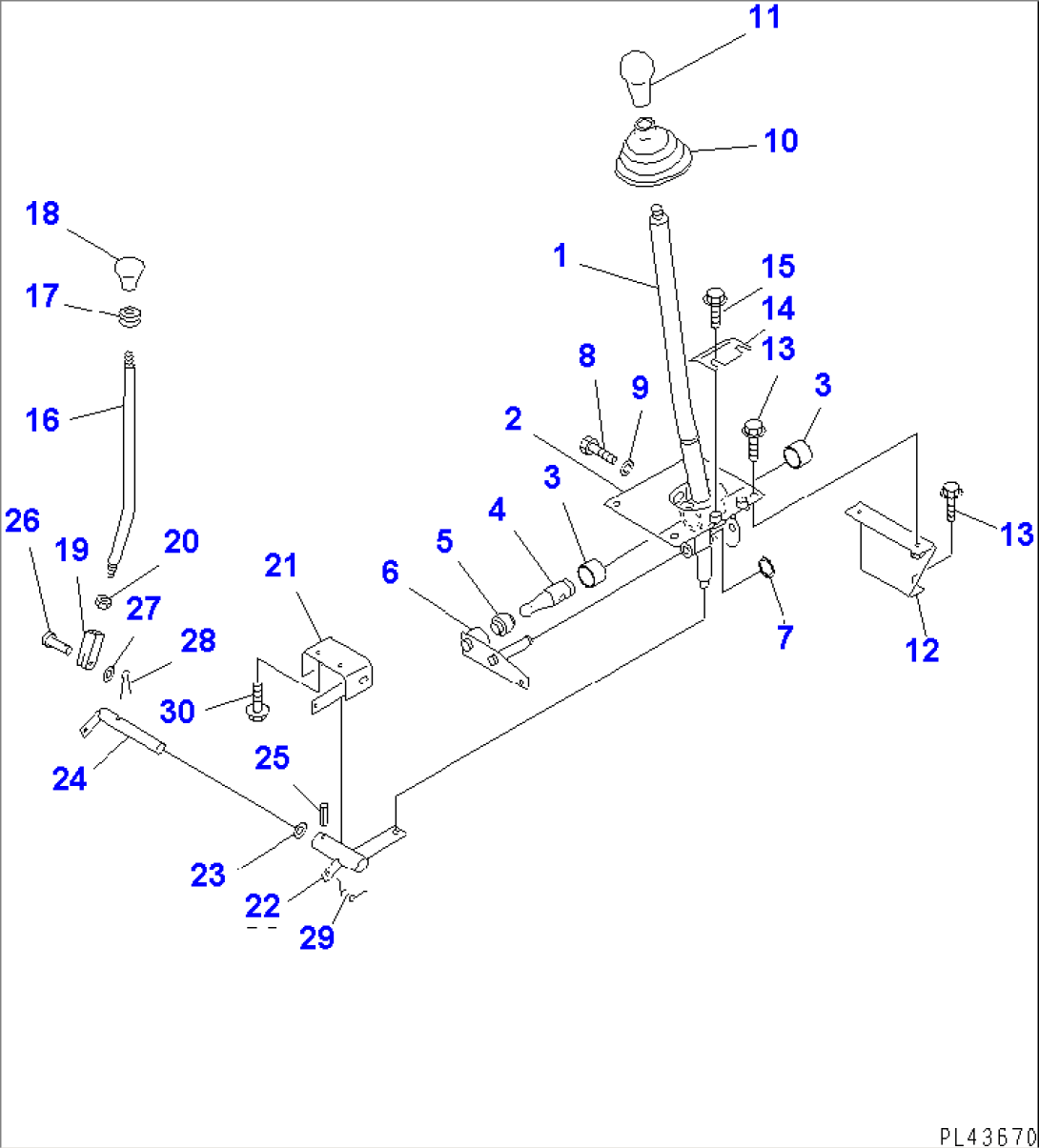 WORK EQUIPMENT CONTROL LEVER(#12001-)