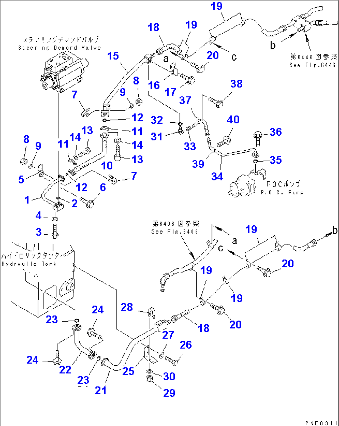 HYDRAULIC PIPING (COOLING LINE) (1/2) (FOR JOY STICK STEERING)