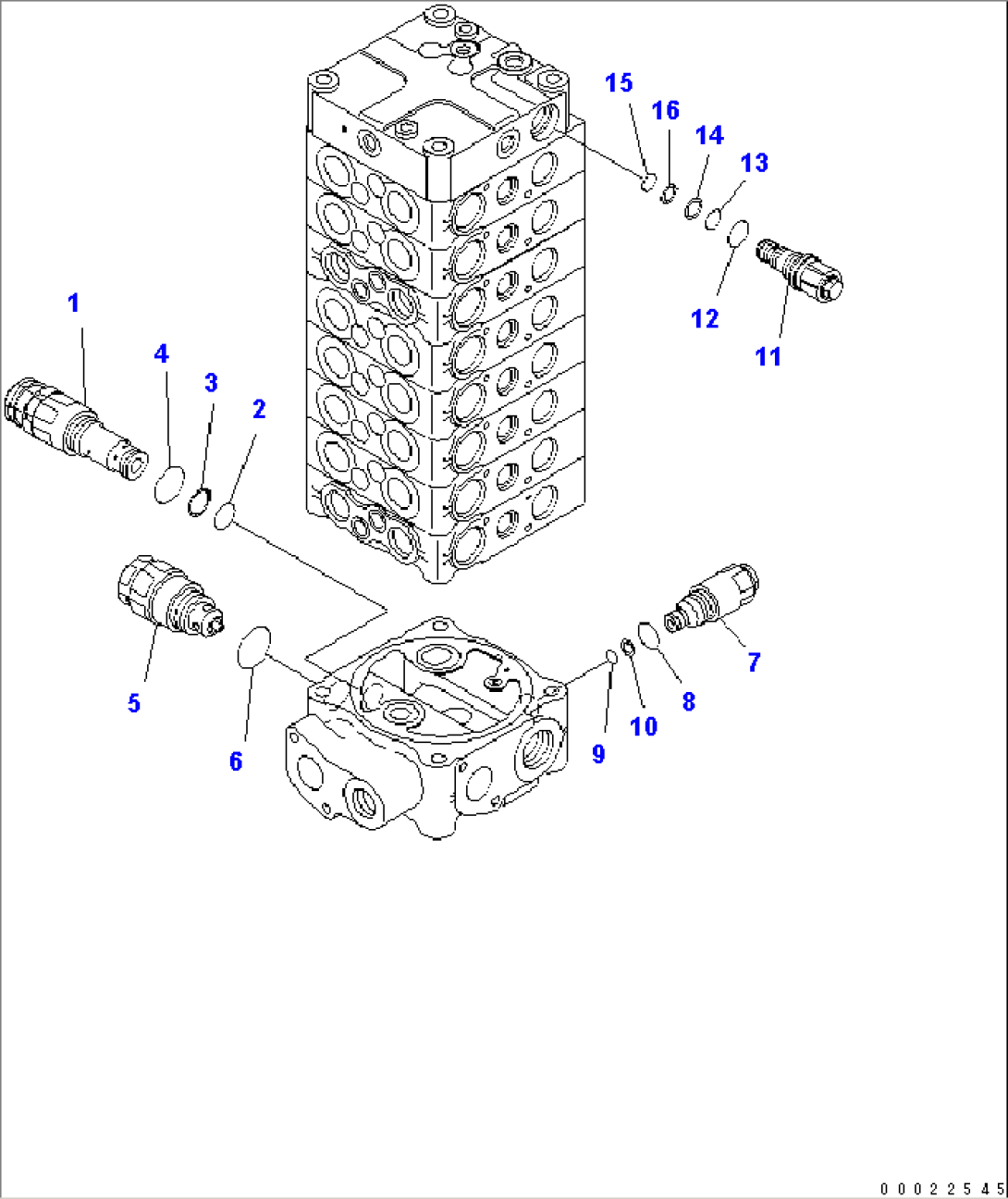 MAIN VALVE (8-SPOOL) (6/9) (FOR ONE-PIECE BOOM)