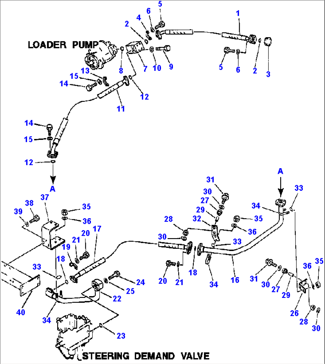 HYDRAULIC PIPING LOADER PUMP TO STEERING DEMAND VALVE