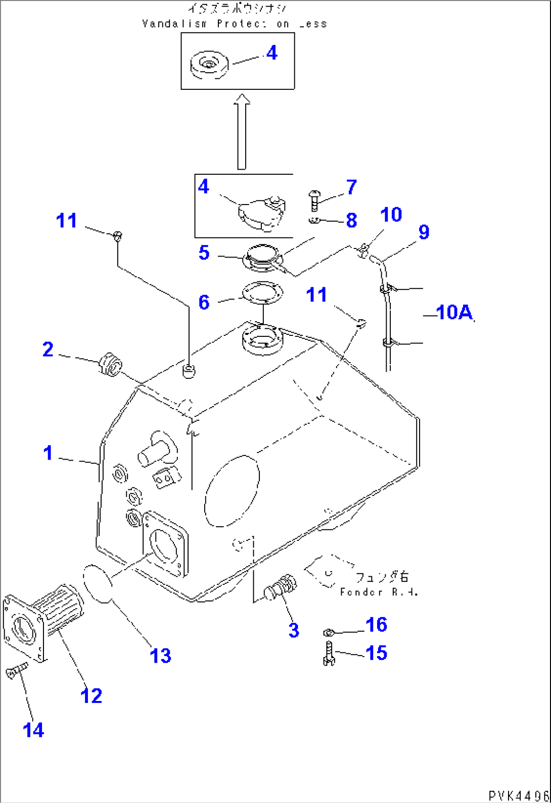 HYDRAULIC TANK AND FILTER (TANK) (WITHOUT HANDLE)