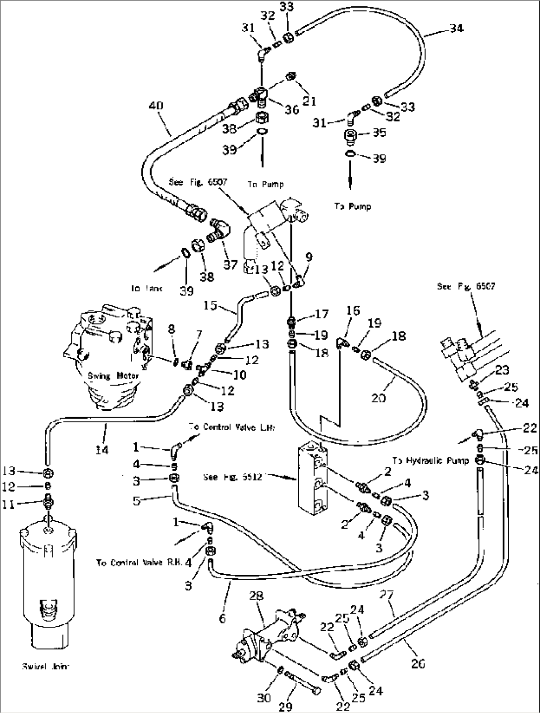 HYDRAULIC PIPING (VALVE TO OIL COOLER TO TANK) (2/2) (WITHOUT AUTO DECELERATION)(#18001-21099)