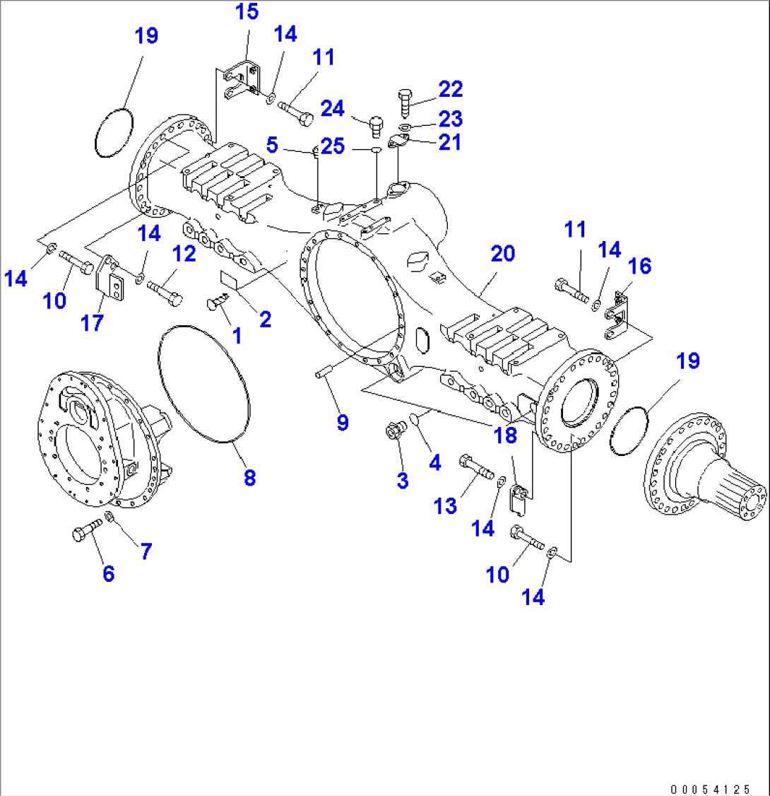 CENTER AXLE (HOUSING AND RELATED PARTS) (LIMITED SLIP DIF.)(#2001-)