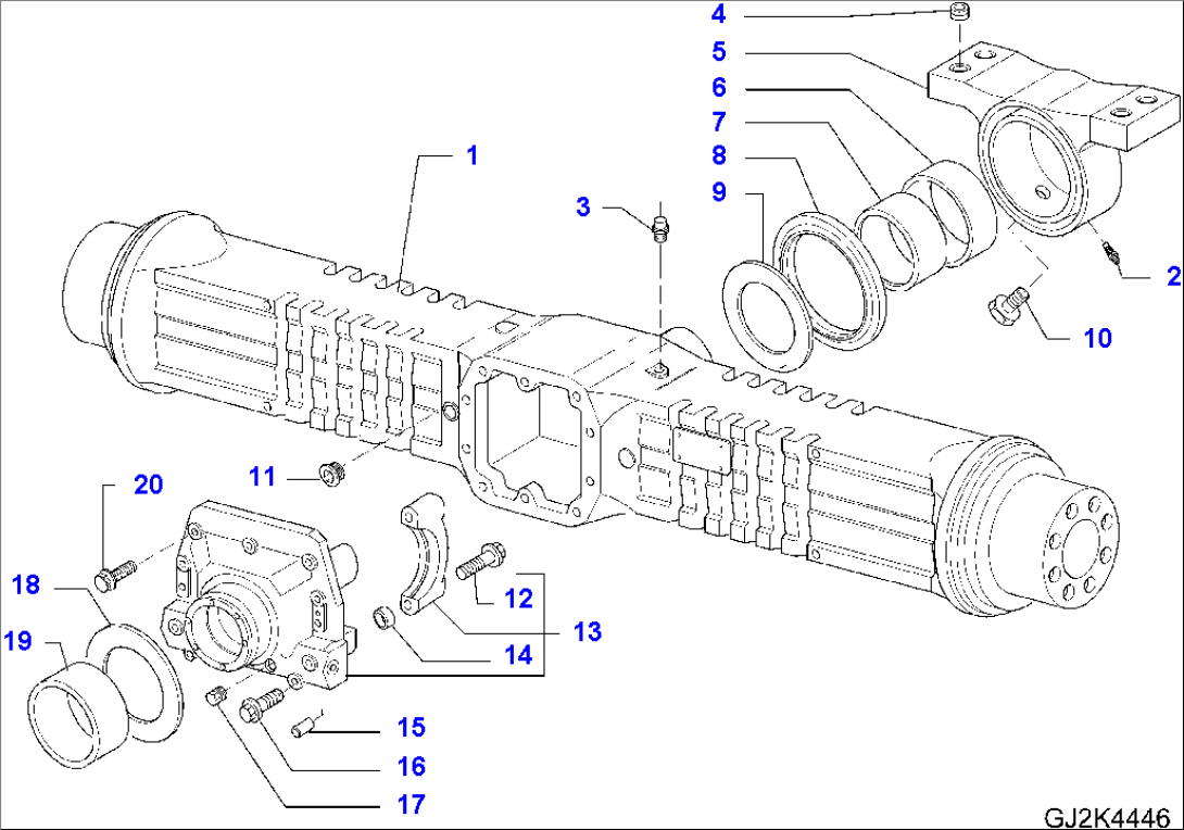REAR AXLE (WITH 100% DIFF. LOCK) (HOUSING AND RELATED PARTS) (1/6)
