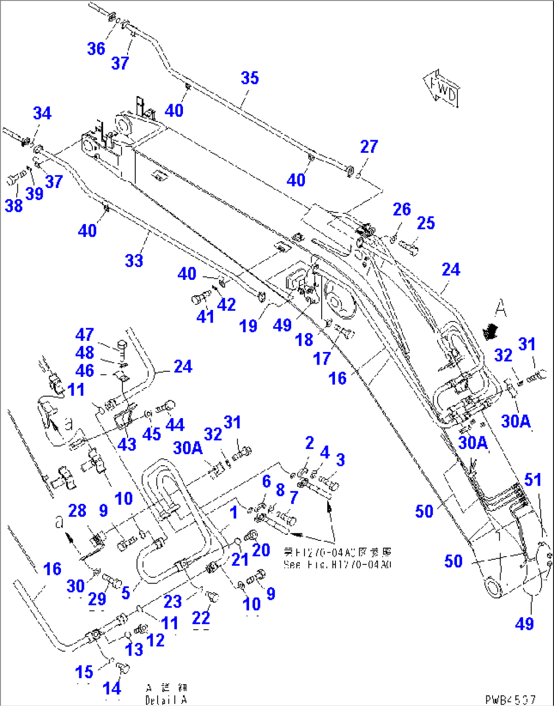 MONO-BOOM (4.8M) (ATTACHMENT LINE AND WORKING LAMP HARNESS)(#10001-10573)