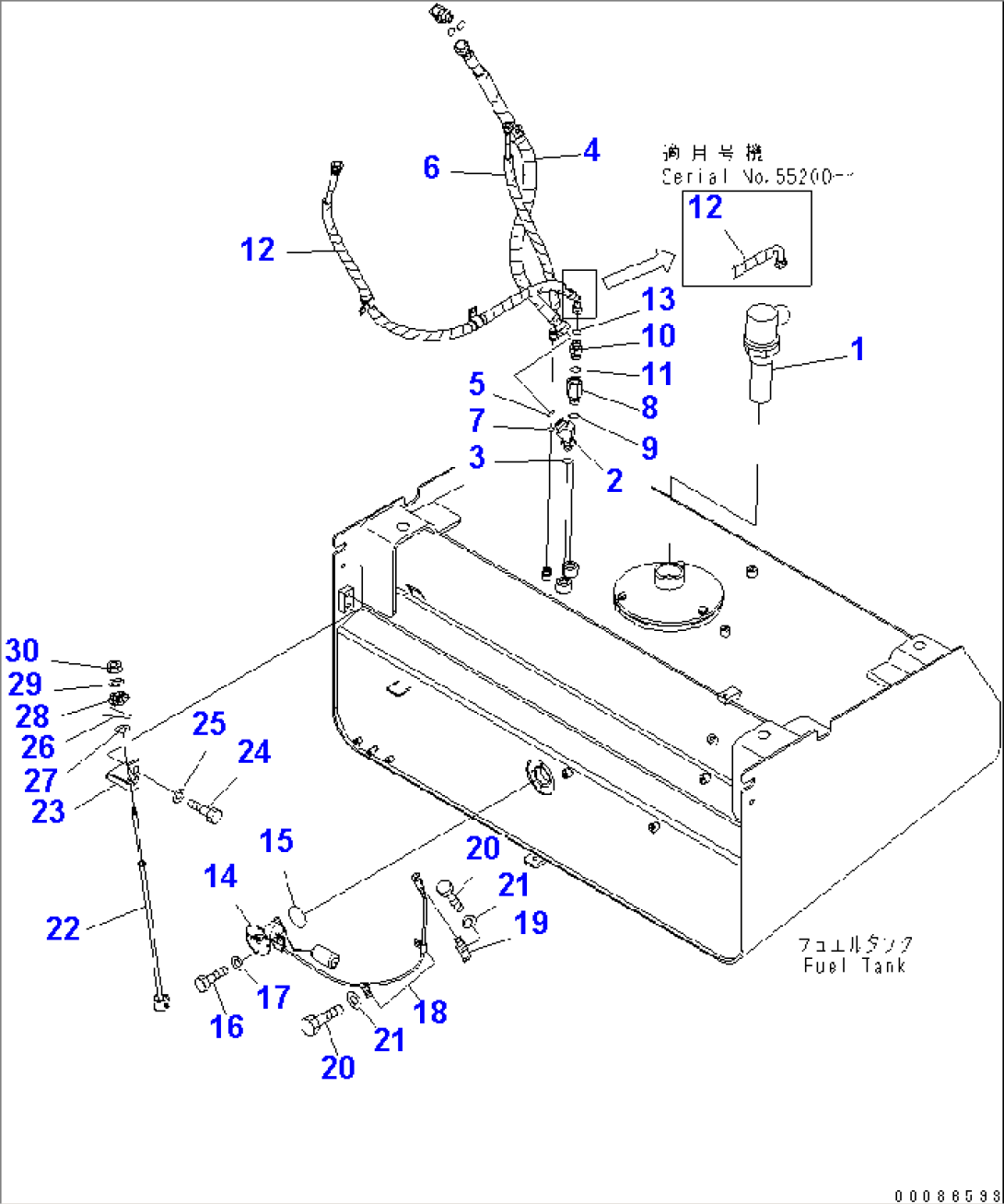 FUEL TANK (FUEL PIPING AND REMOTE DRAIN) (FOR QUICK COUPLER)(#55001-)