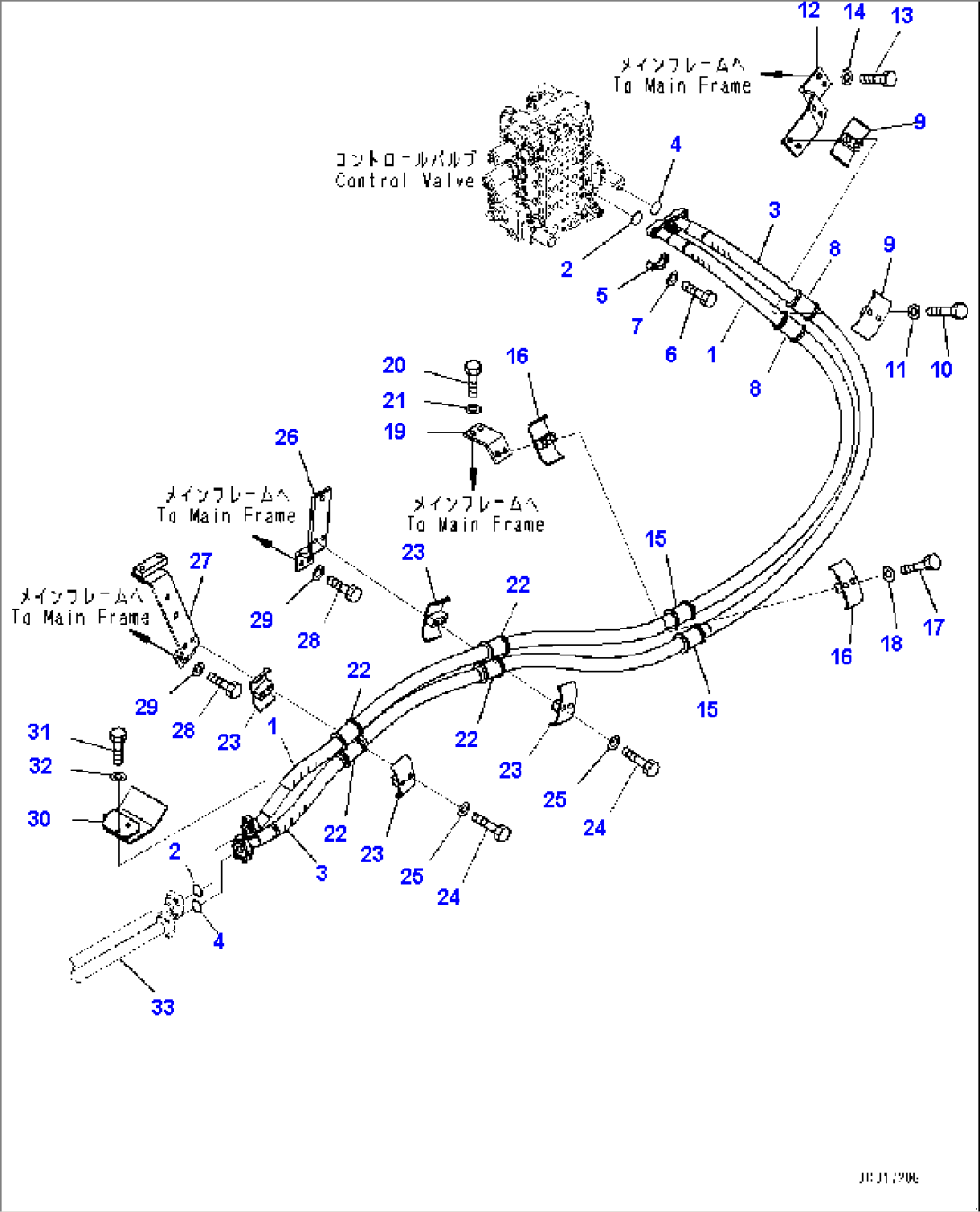 Dozer Blade Lift Piping, Hose and Bracket (#11609-)