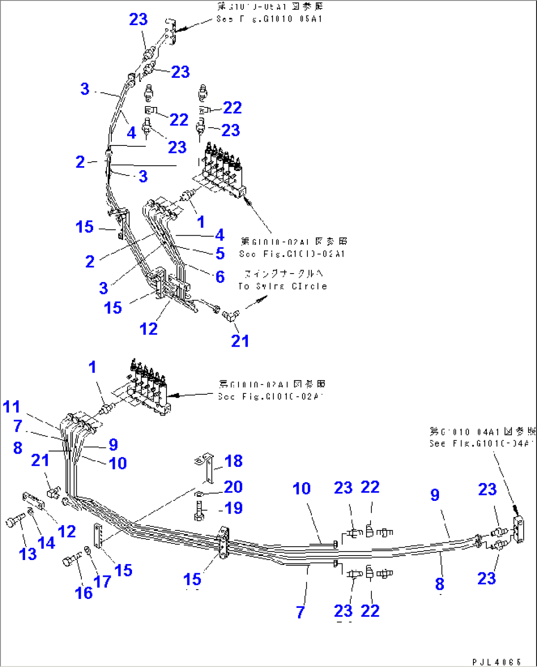 AUTO GREASE PIPING (SWING CIRCLE LUBRICATION¤ FRONT) (FOR LINCOLN)(#10005-)