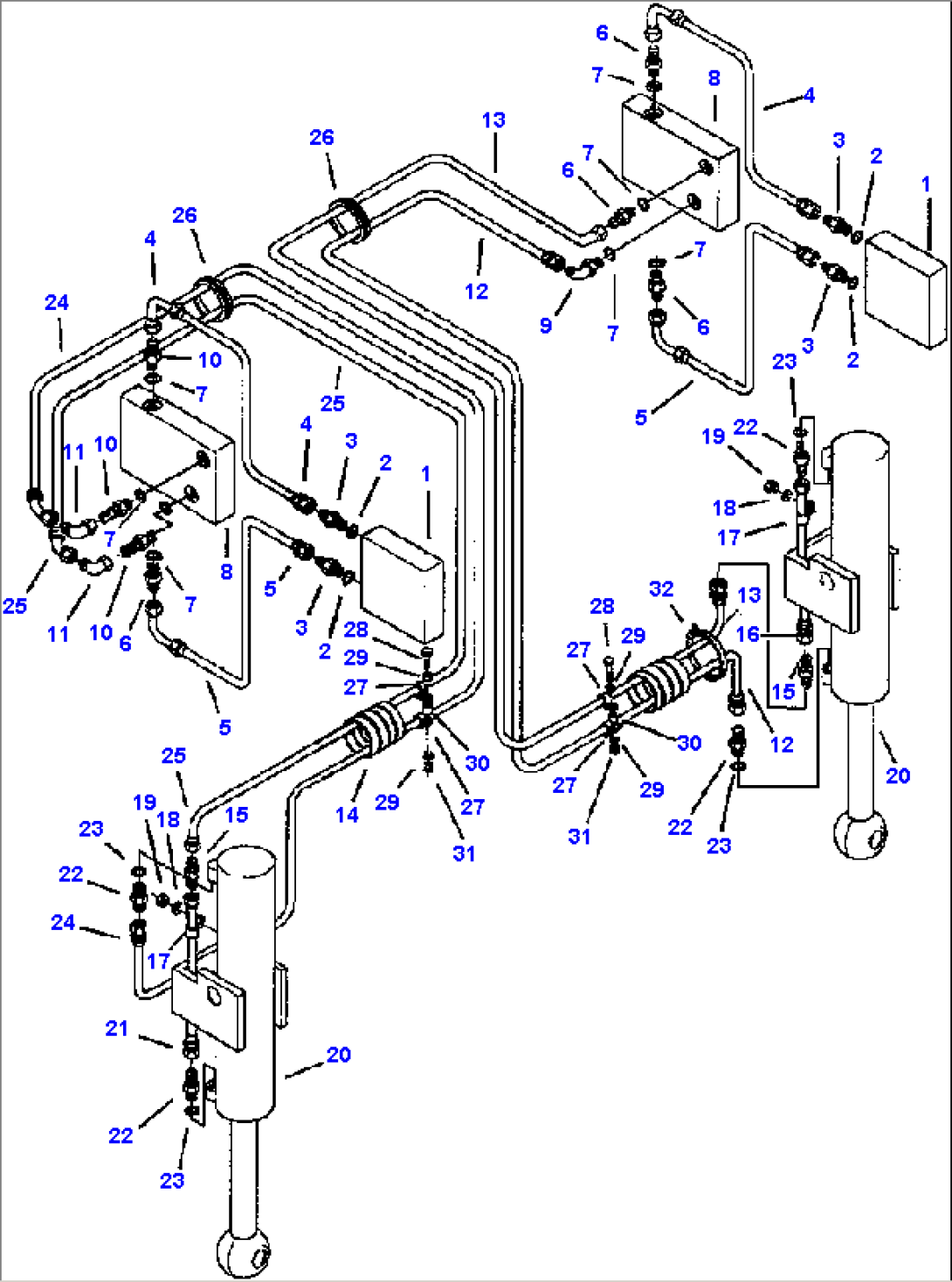 DRAWBAR LIFT ACTUATOR LINES R.H. BIASED BLADE SUSPENSION