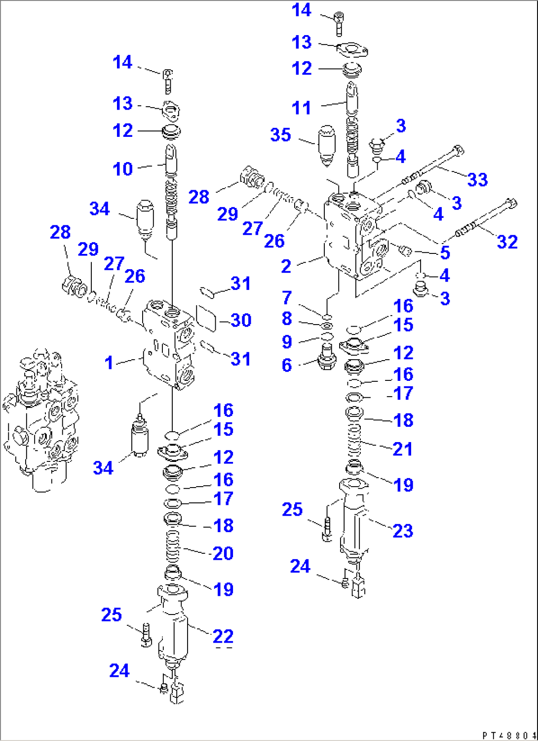 4-SPOOL CONTROL VALVE (2/3)(#50001-)