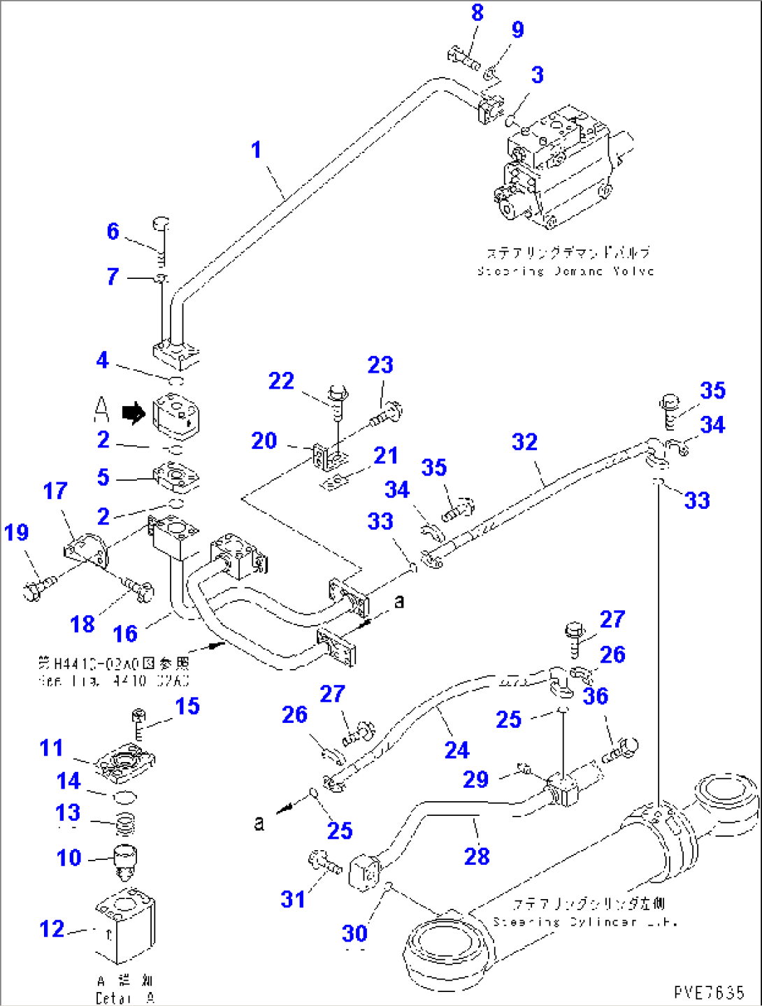 STEERING HYDRAULIC LINE (STEERING CYLINDER LINE MOUNTING¤ 1/2)