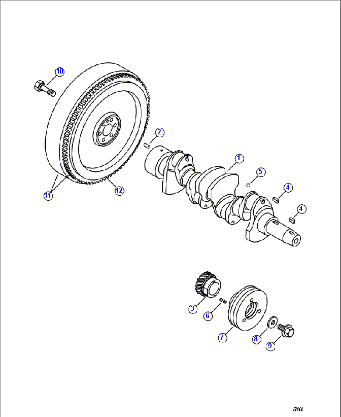 A0021-0100 CRANKSHAFT AND FLYWHEEL