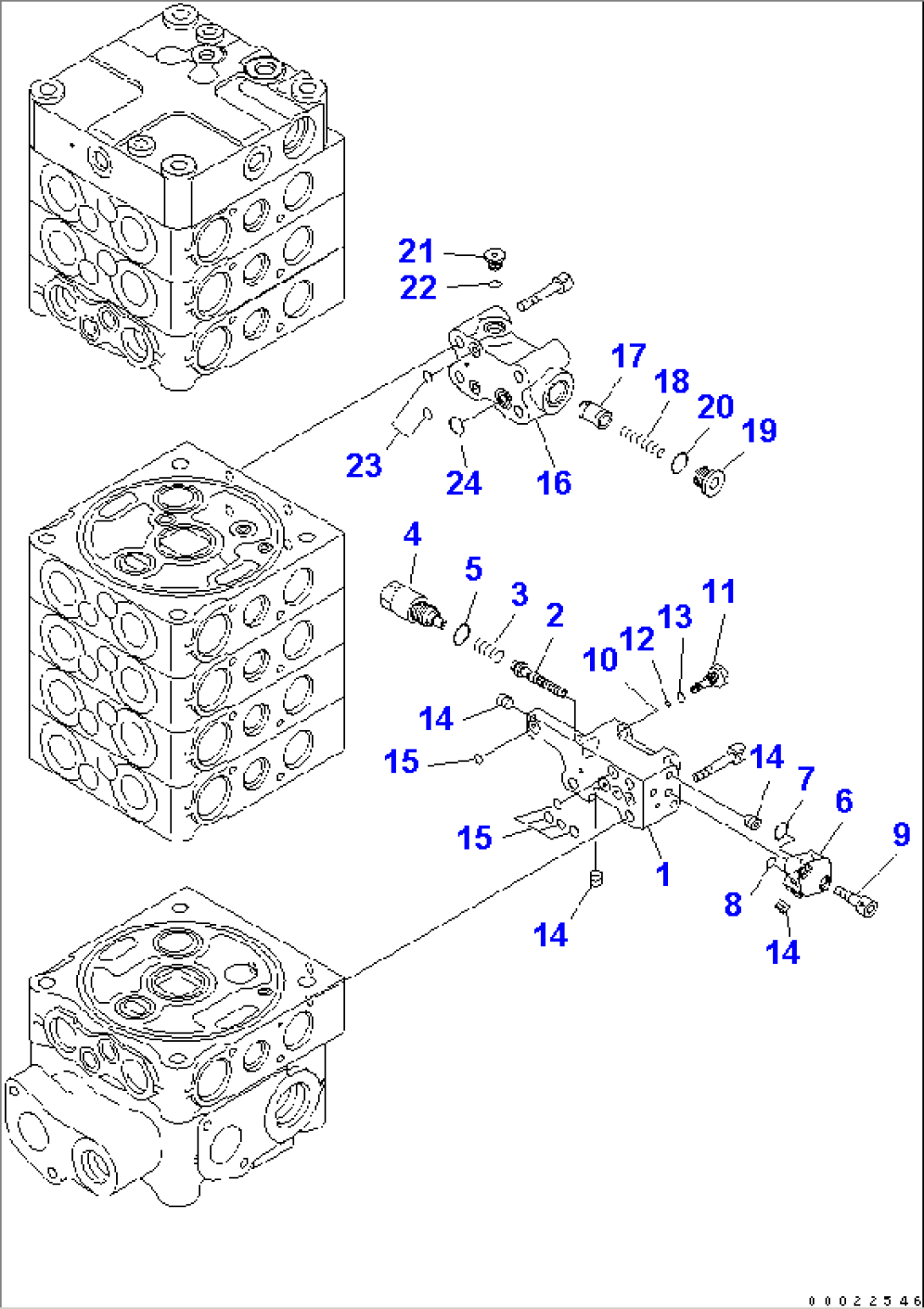 MAIN VALVE (8-SPOOL) (7/9) (FOR 1-PIECE BOOM)