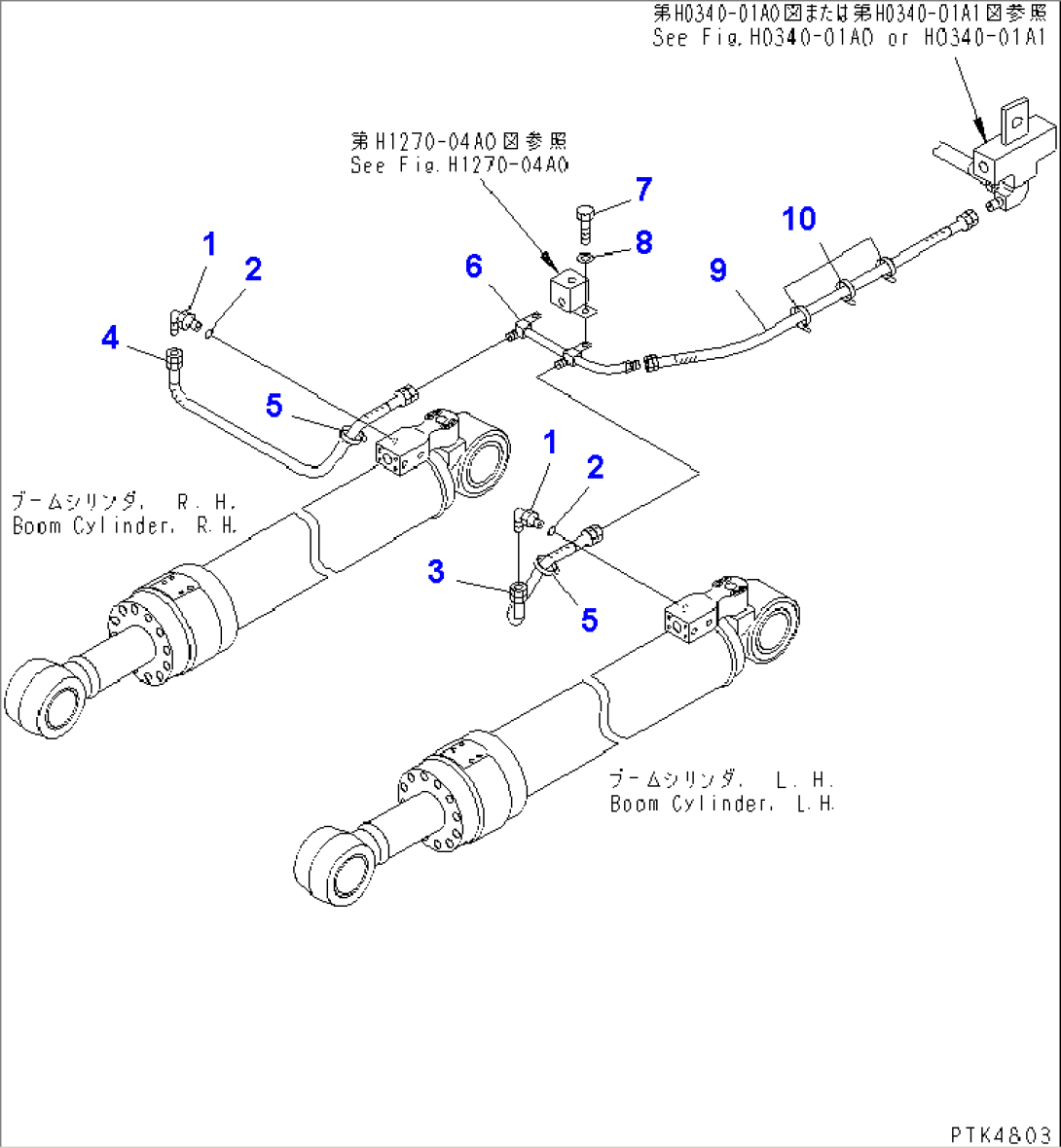 ATTACHMENT PIPING LINE (FOR BOOM CYLINDER SAFETY VALVE LINE) (DRAIN PIPING)